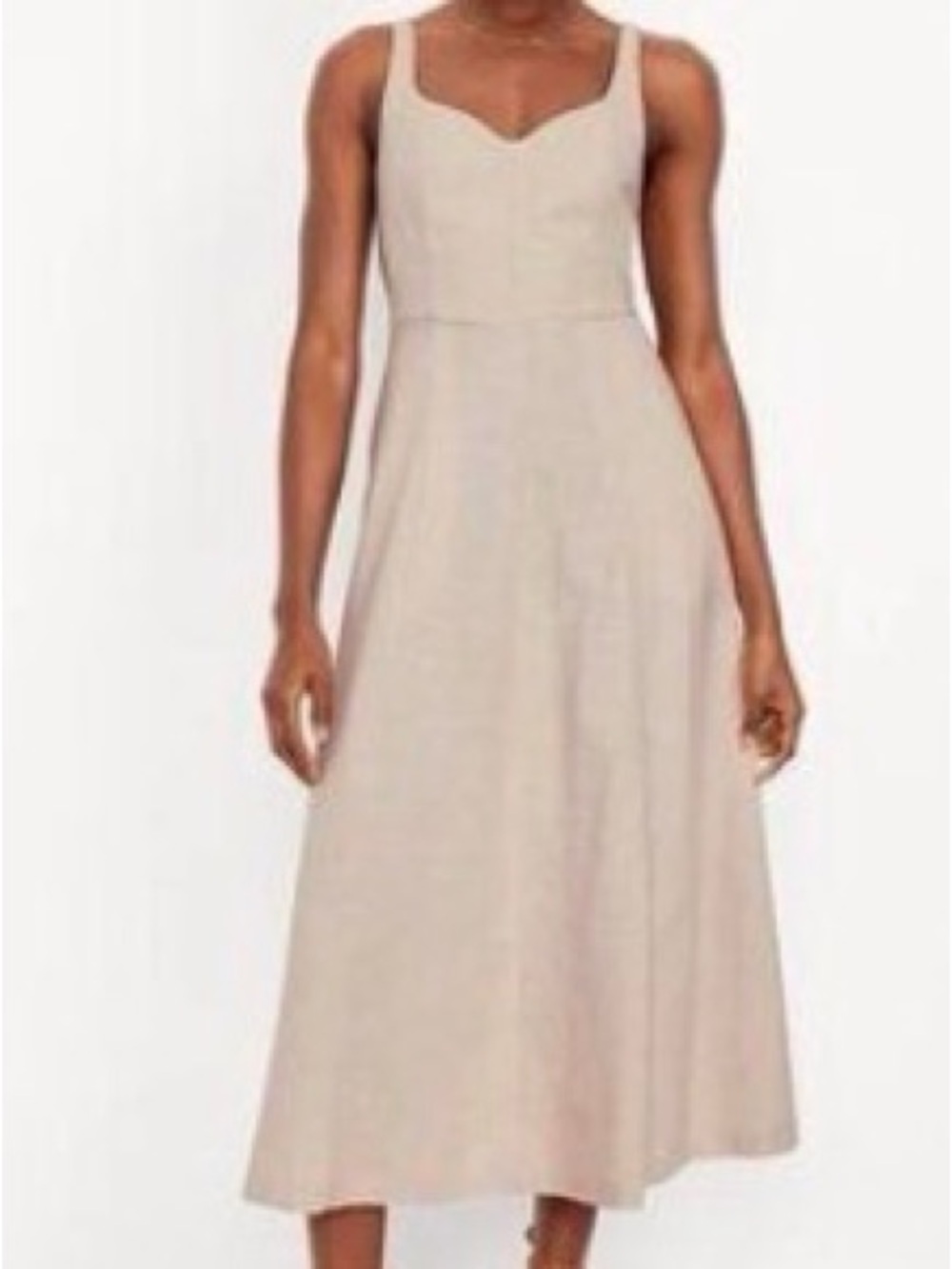 Old Navy Beige Sleeveless Midi Linen-Blend Dress